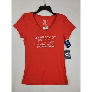 University of Nebraska Cornhuskers Blue 84 V-Neck T-Shirt Women's Large Red‎